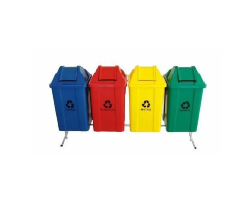 Conjunto Para Coleta Seletiva 100 Litros Com 4 Lixeiras